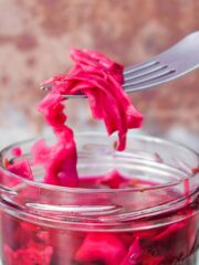 Quick and easy pickled red cabbage.