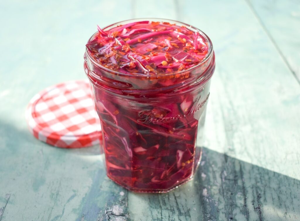 quick pickled red cabbage.