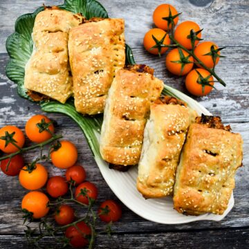 Bean & Cheese Vegan Sausage Rolls.